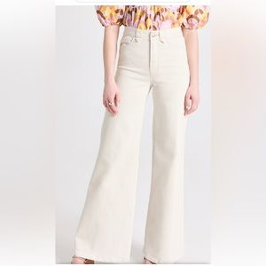 Good American Good Waist high rise wide leg palazzo jeans in taupe, size 12